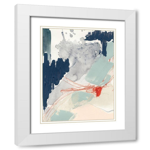 Ash Blue and Crimson I White Modern Wood Framed Art Print with Double Matting by Barnes, Victoria