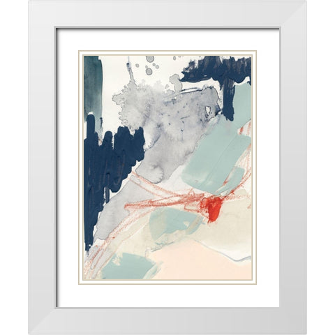 Ash Blue and Crimson I White Modern Wood Framed Art Print with Double Matting by Barnes, Victoria