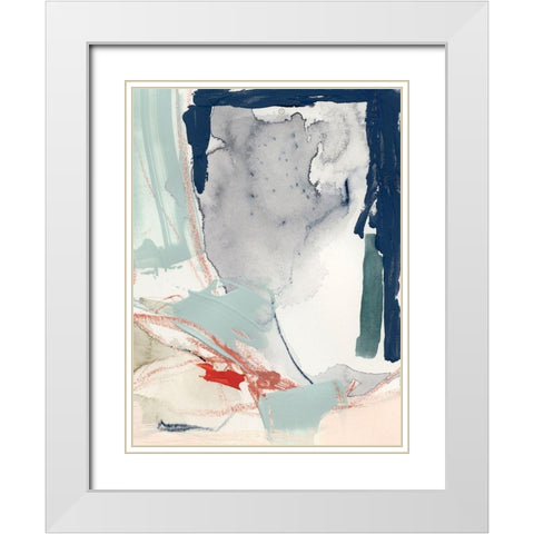 Ash Blue and Crimson II White Modern Wood Framed Art Print with Double Matting by Barnes, Victoria