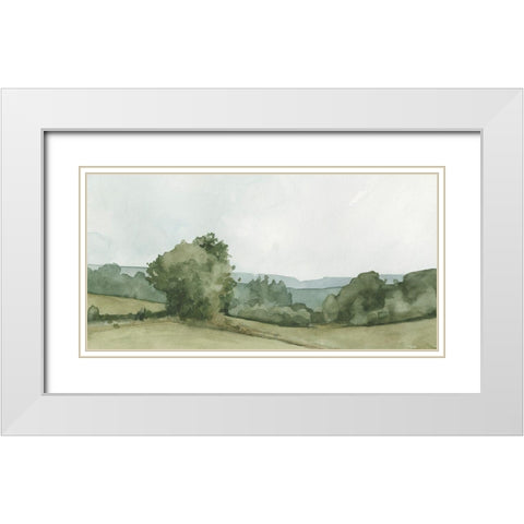 Vintage Landscape Sketch I White Modern Wood Framed Art Print with Double Matting by Caroline, Emma