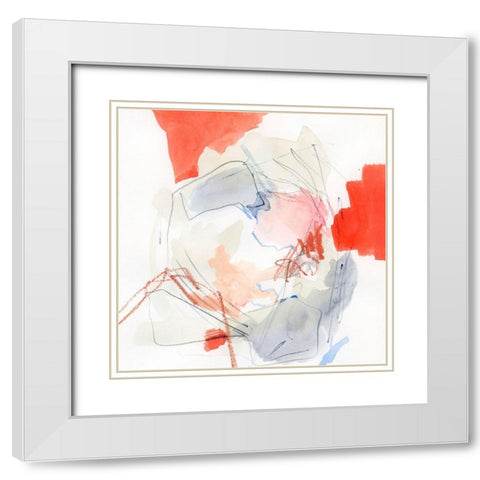 Coral Swirl I White Modern Wood Framed Art Print with Double Matting by Barnes, Victoria