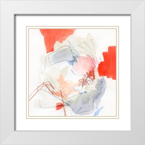 Coral Swirl I White Modern Wood Framed Art Print with Double Matting by Barnes, Victoria