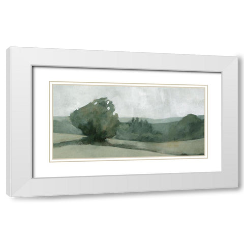 Soft Green Landscape I White Modern Wood Framed Art Print with Double Matting by Caroline, Emma