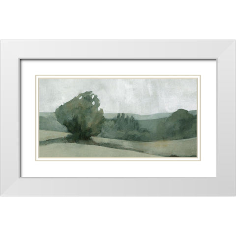 Soft Green Landscape I White Modern Wood Framed Art Print with Double Matting by Caroline, Emma