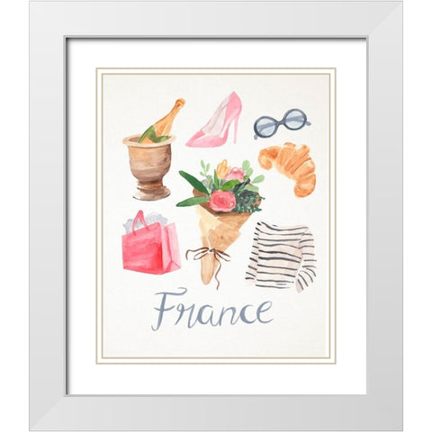 Paris Essentials II White Modern Wood Framed Art Print with Double Matting by Warren, Annie