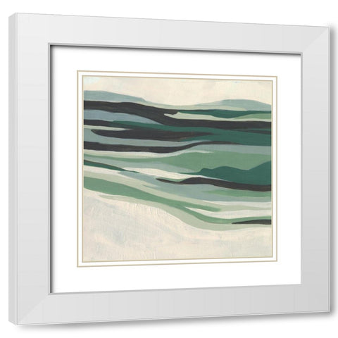 Green Mesa I White Modern Wood Framed Art Print with Double Matting by Vess, June Erica