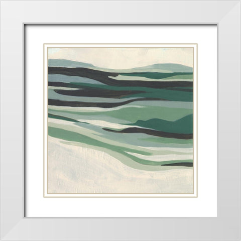 Green Mesa I White Modern Wood Framed Art Print with Double Matting by Vess, June Erica
