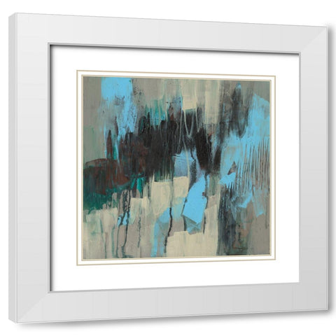 Ocean Blue Abstract I White Modern Wood Framed Art Print with Double Matting by Goldberger, Jennifer
