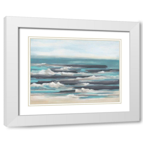 Gentle Surf I White Modern Wood Framed Art Print with Double Matting by Vess, June Erica