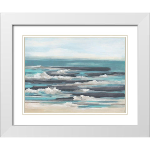 Gentle Surf I White Modern Wood Framed Art Print with Double Matting by Vess, June Erica