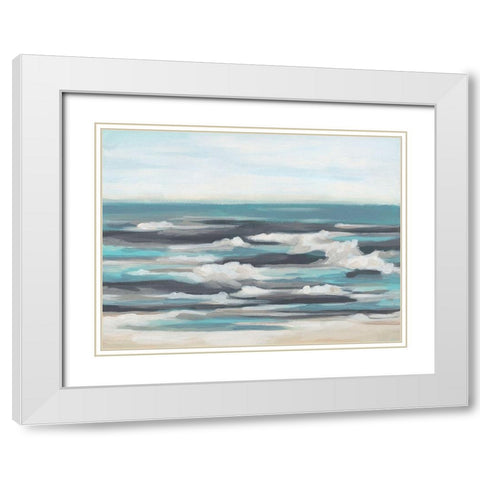 Gentle Surf II White Modern Wood Framed Art Print with Double Matting by Vess, June Erica