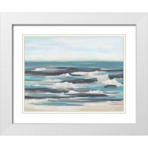Gentle Surf II White Modern Wood Framed Art Print with Double Matting by Vess, June Erica
