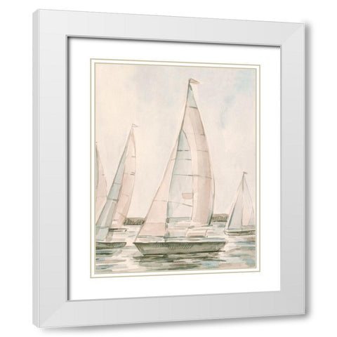 Sail Scribble I White Modern Wood Framed Art Print with Double Matting by Caroline, Emma