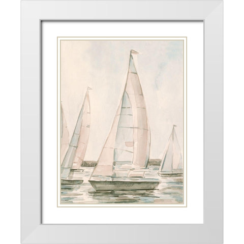 Sail Scribble I White Modern Wood Framed Art Print with Double Matting by Caroline, Emma