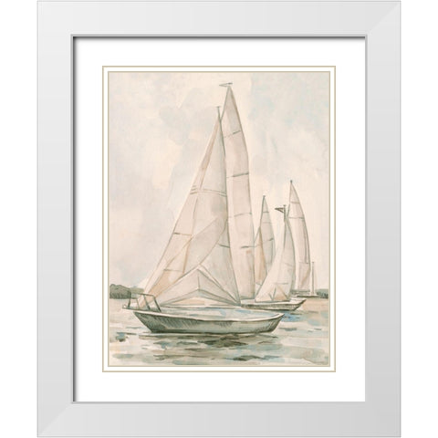 Sail Scribble II White Modern Wood Framed Art Print with Double Matting by Caroline, Emma