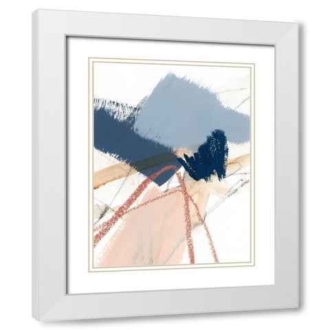 Blue Shuffle I White Modern Wood Framed Art Print with Double Matting by Barnes, Victoria