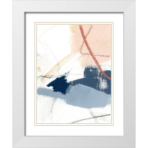 Blue Shuffle II White Modern Wood Framed Art Print with Double Matting by Barnes, Victoria