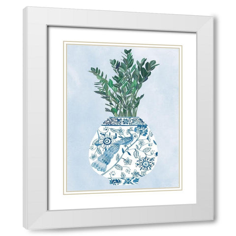 Moonlight Vase I White Modern Wood Framed Art Print with Double Matting by Wang, Melissa