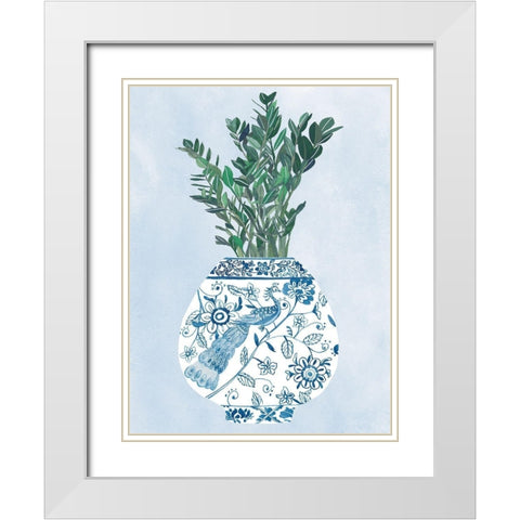 Moonlight Vase I White Modern Wood Framed Art Print with Double Matting by Wang, Melissa