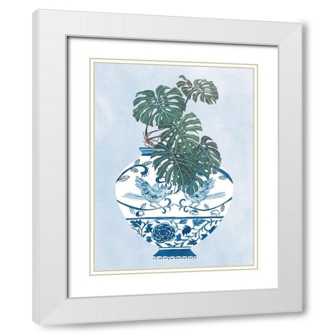 Moonlight Vase II White Modern Wood Framed Art Print with Double Matting by Wang, Melissa