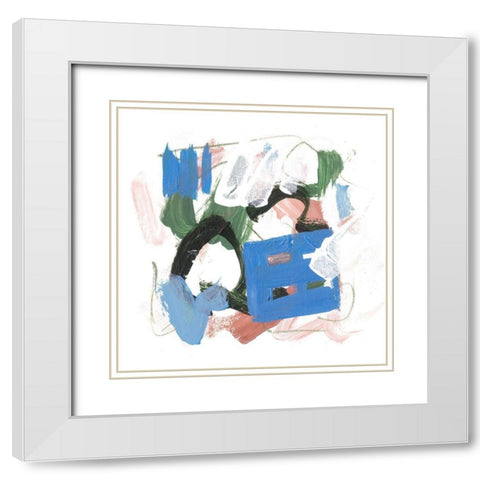 Sea Square I White Modern Wood Framed Art Print with Double Matting by Wang, Melissa