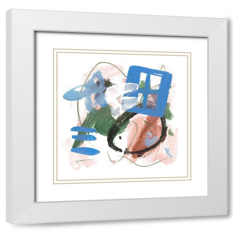 Sea Square III White Modern Wood Framed Art Print with Double Matting by Wang, Melissa