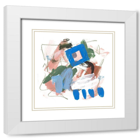 Sea Square V White Modern Wood Framed Art Print with Double Matting by Wang, Melissa