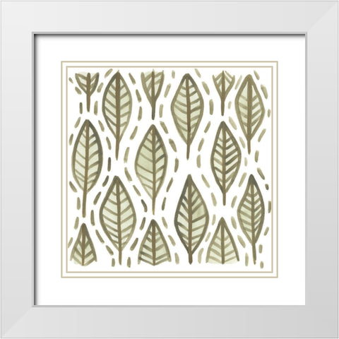 Greenery Motif V White Modern Wood Framed Art Print with Double Matting by Vess, June Erica