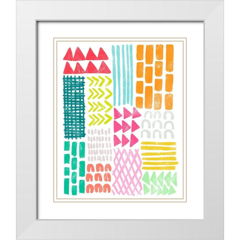 Candy Color Signals I White Modern Wood Framed Art Print with Double Matting by Vess, June Erica