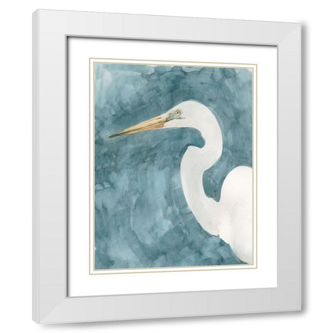 Watercolor Heron Portrait I White Modern Wood Framed Art Print with Double Matting by Caroline, Emma
