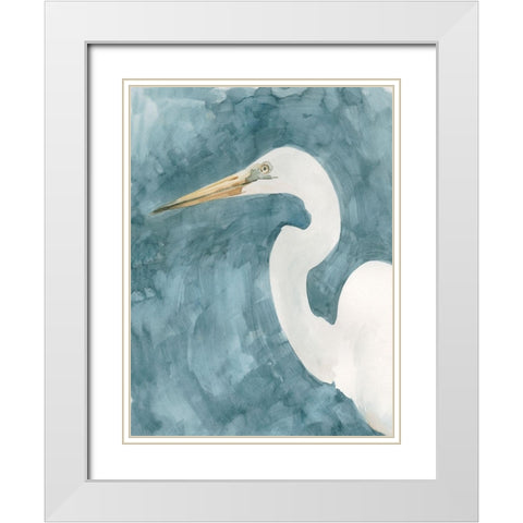 Watercolor Heron Portrait I White Modern Wood Framed Art Print with Double Matting by Caroline, Emma