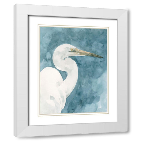 Watercolor Heron Portrait II White Modern Wood Framed Art Print with Double Matting by Caroline, Emma