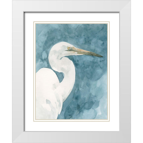 Watercolor Heron Portrait II White Modern Wood Framed Art Print with Double Matting by Caroline, Emma