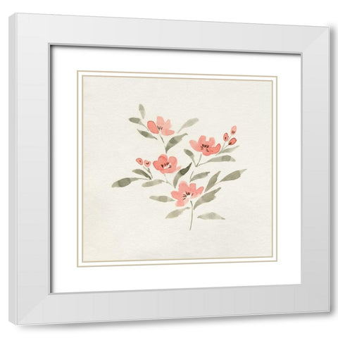 Sweet Florals I White Modern Wood Framed Art Print with Double Matting by Caroline, Emma