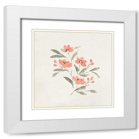 Sweet Florals II White Modern Wood Framed Art Print with Double Matting by Caroline, Emma