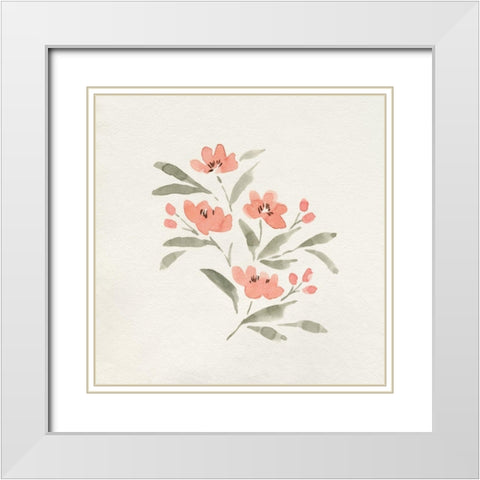 Sweet Florals II White Modern Wood Framed Art Print with Double Matting by Caroline, Emma