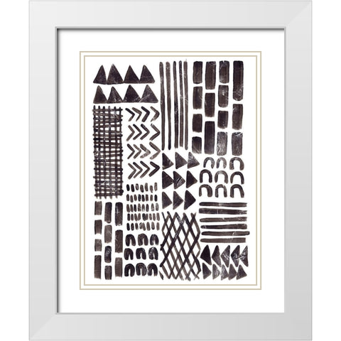 Ink Signals I White Modern Wood Framed Art Print with Double Matting by Vess, June Erica