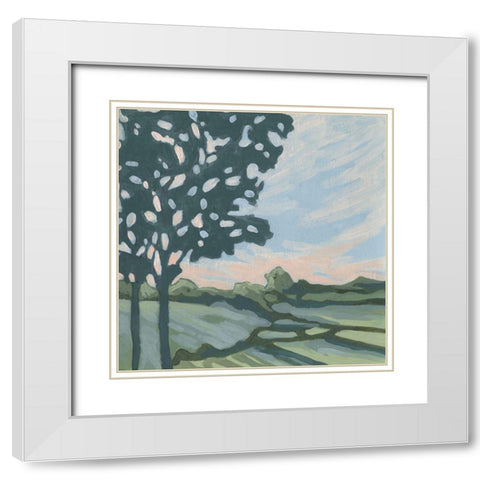 Sunset Tree I White Modern Wood Framed Art Print with Double Matting by Vess, June Erica