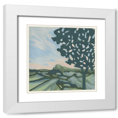 Sunset Tree II White Modern Wood Framed Art Print with Double Matting by Vess, June Erica