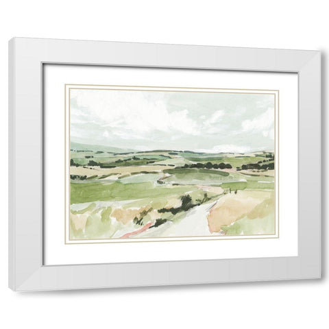 Rolling Pastures Sketch I White Modern Wood Framed Art Print with Double Matting by Barnes, Victoria