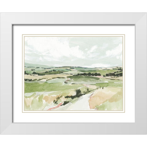 Rolling Pastures Sketch I White Modern Wood Framed Art Print with Double Matting by Barnes, Victoria
