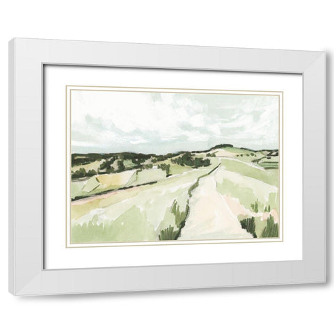 Rolling Pastures Sketch II White Modern Wood Framed Art Print with Double Matting by Barnes, Victoria