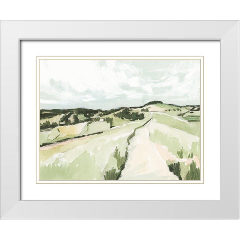 Rolling Pastures Sketch II White Modern Wood Framed Art Print with Double Matting by Barnes, Victoria