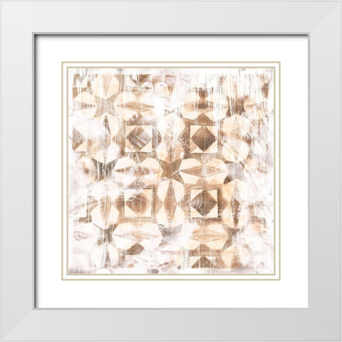 Antique Umber Tile II White Modern Wood Framed Art Print with Double Matting by Vess, June Erica