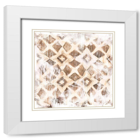 Antique Umber Tile III White Modern Wood Framed Art Print with Double Matting by Vess, June Erica