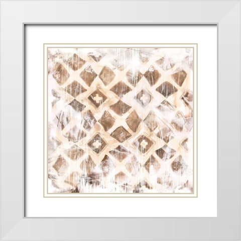 Antique Umber Tile III White Modern Wood Framed Art Print with Double Matting by Vess, June Erica