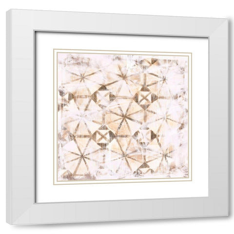 Antique Umber Tile IV White Modern Wood Framed Art Print with Double Matting by Vess, June Erica