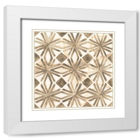 Umber Tile I White Modern Wood Framed Art Print with Double Matting by Vess, June Erica