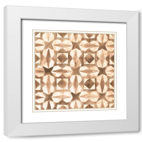 Umber Tile II White Modern Wood Framed Art Print with Double Matting by Vess, June Erica