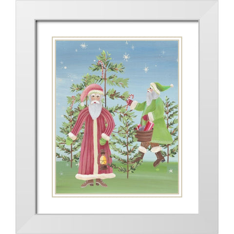 Folksy Father Christmas I White Modern Wood Framed Art Print with Double Matting by Moore, Regina